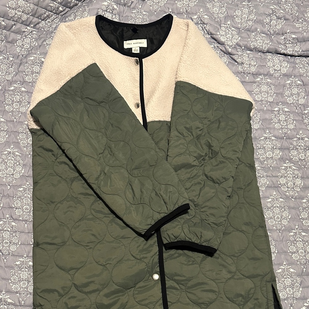 Olive Green and Cream Kids Jacket by Free Nature
